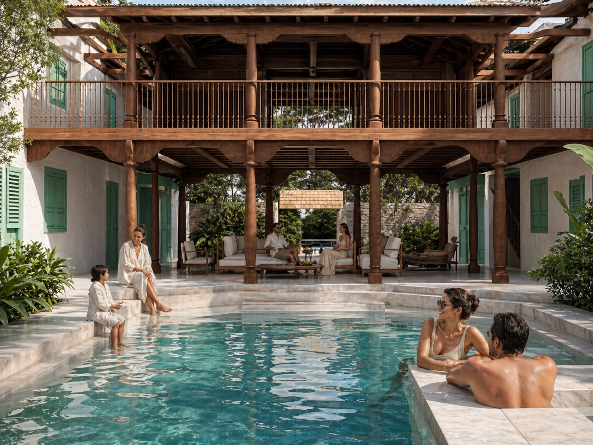 Ganduvaru Residence courtyard pool at Ulifushi Integrated Village, official pre-opening render